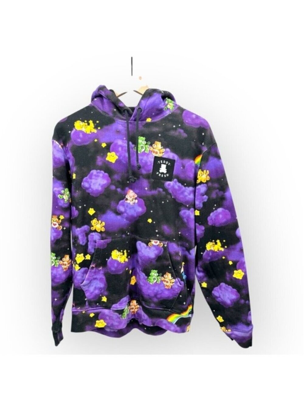 Teddy Fresh x Care Bears Purple Black Cloudy Pattern Care Bears Rainbow Hoodie